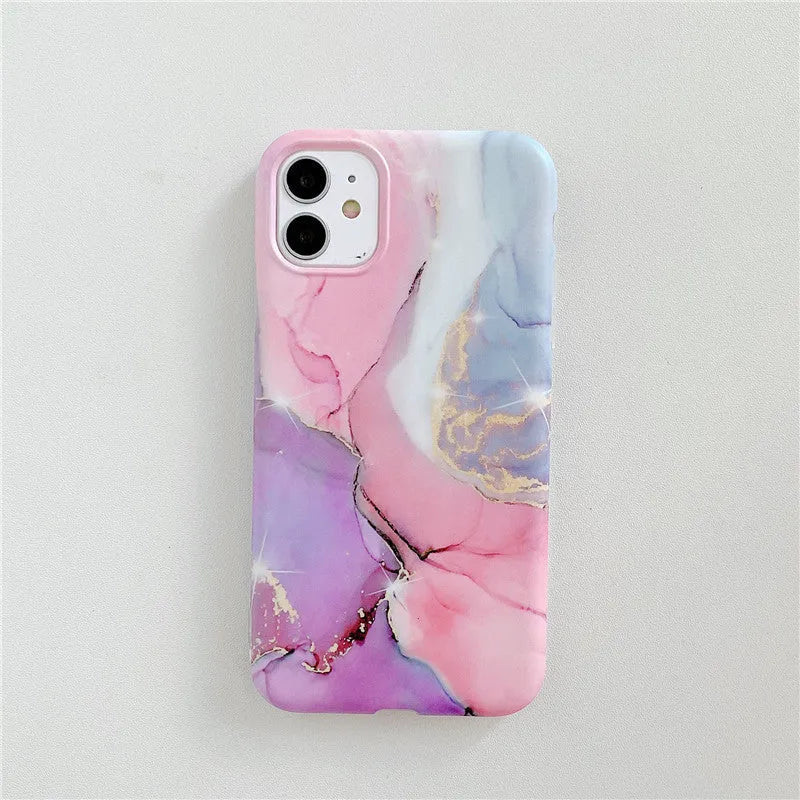 Cartoon marble pattern TPU back cover case for iPhone in various colour options