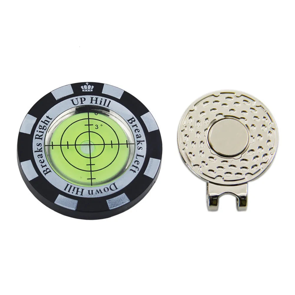 Golf hat clip level measurement tool with position mark green indicator in six colour shell options