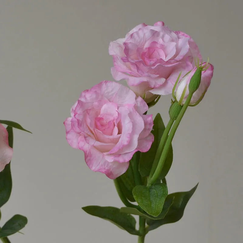 Silk artificial eustoma flower set with three blooms in five colour options for wedding and home decoration