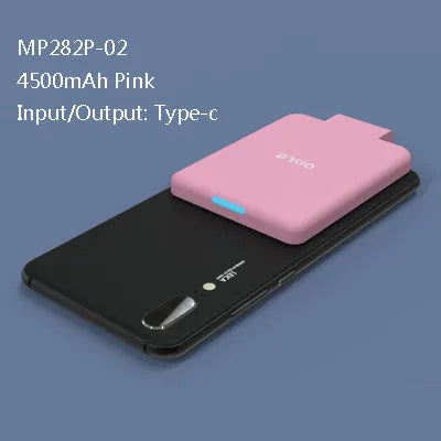 MP282P back clip battery in five colour options showing 90mm x 61mm dimensions