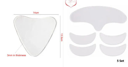 Transparent TPU silicone anti-wrinkle patches set with neck sticker, T-shape, heart and triangle designs