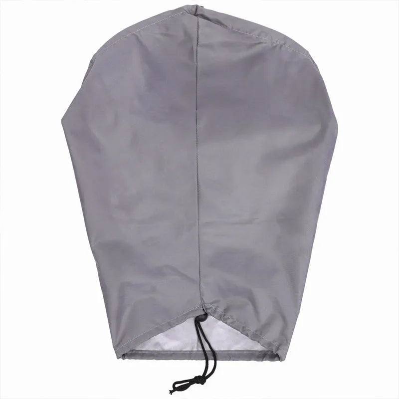 Grey waterproof cover for electric vehicle charging port with drawstring closure