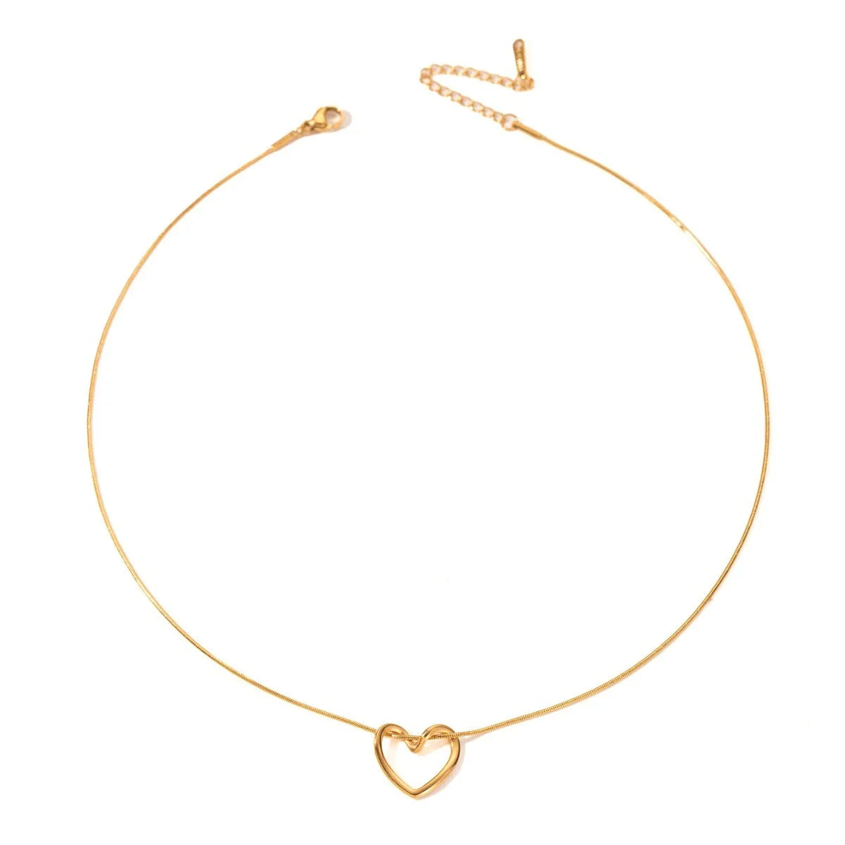 Elegant titanium steel heart pendant necklace with adjustable chain in gold and silver colors