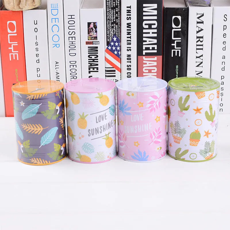 British style metal piggy bank coin tin with secure slot