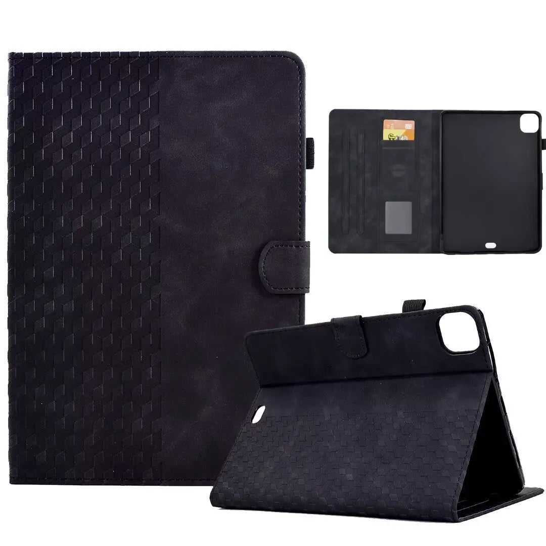 Diamond frosted leather tablet case with card holder for iPad Pro 11, shown in green