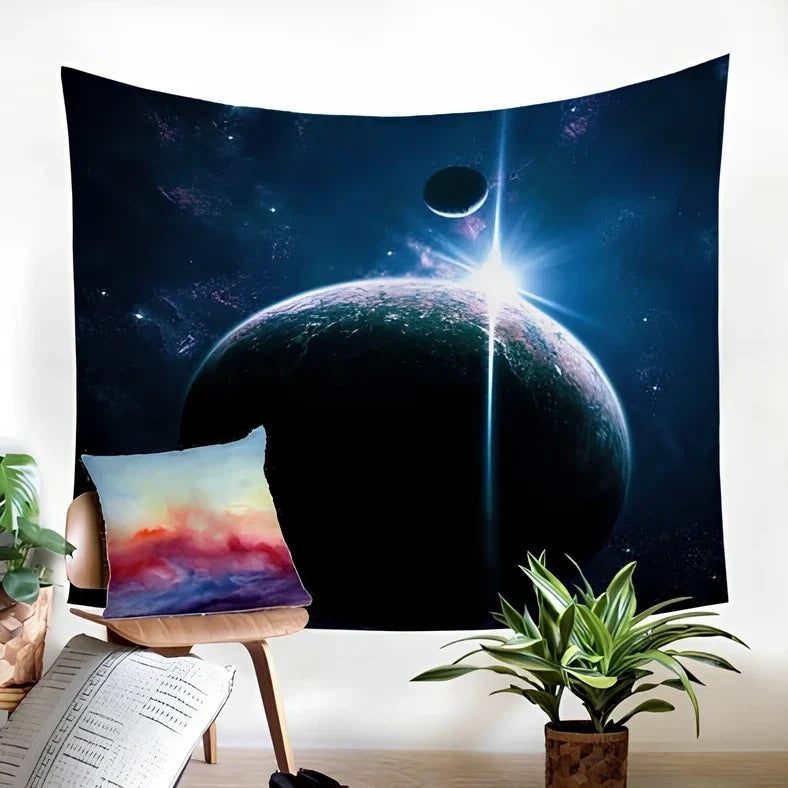 Plush polyester wall tapestry showing 150cm width with textured surface detail