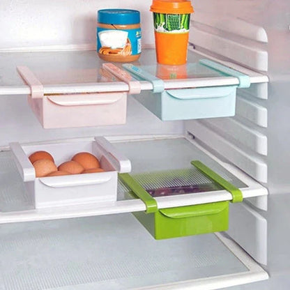 Versatile refrigerator organiser rack with drawer design, made of durable PP material for effective storage and organisation in the kitchen