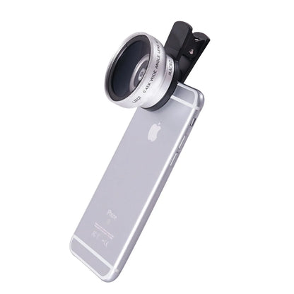 LIEQI See 0.45X wide angle and macro mobile phone camera lens in black, silver, rose gold and champagne gold.