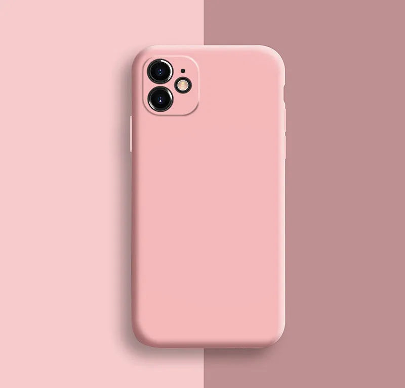 Silicone iPhone 11 Pro Max case in solid colour options including begonia, black and camellia red