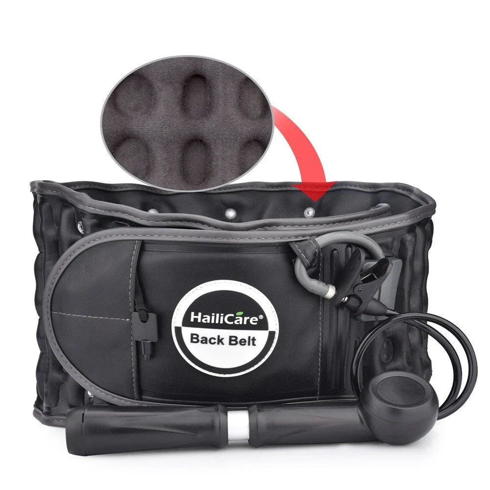 Ergonomic back support belt with adjustable lumbar traction and heat therapy for pain relief