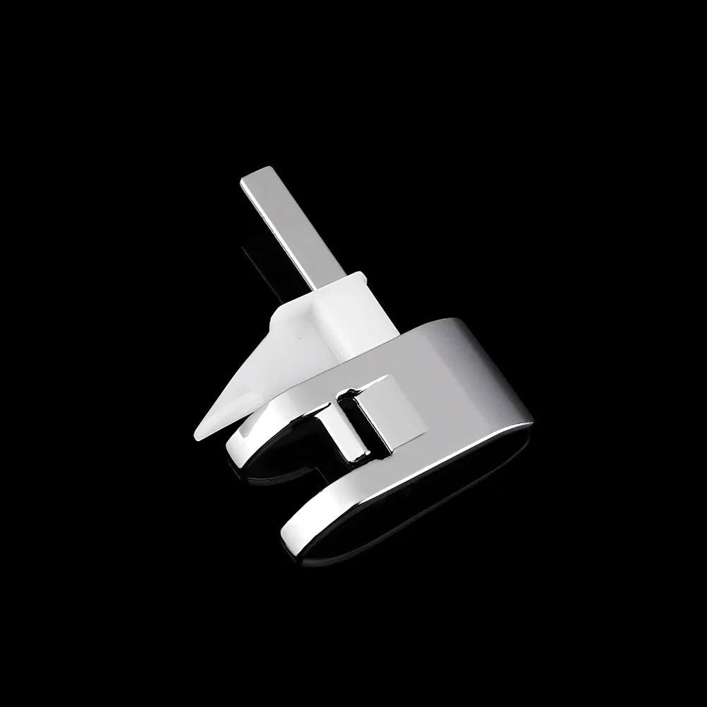 Regular sewing machine presser foot with red border guide for precise quilting measurements