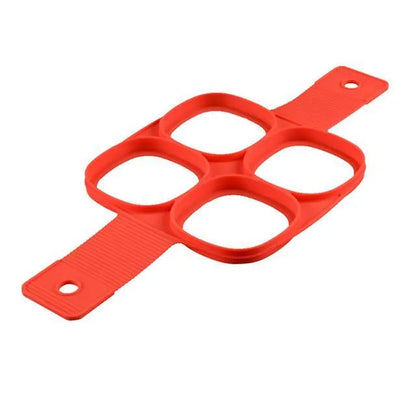 Red silicone pancake ring egg omelette maker with seven-hole non-stick cooking mould