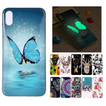 Luminous cartoon butterfly design on a flexible TPU iPhone back cover case.