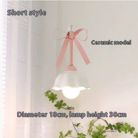 Bow restaurant small pendant lamp in cream style with ceramic or crown shade and LED light source option