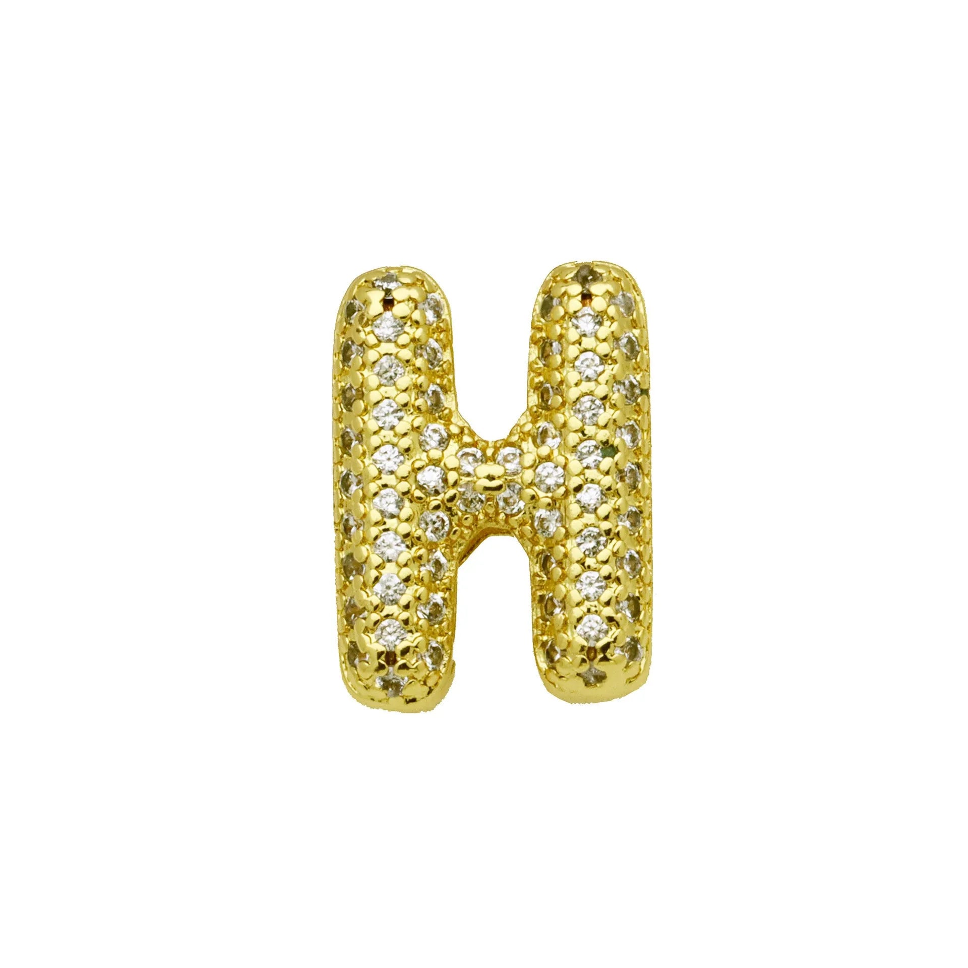 Retro copper bracelet with a letter 'A' charm featuring micro inlaid zircon, shown in a gold finish.
