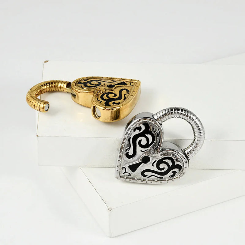 Women's fashion heart-shaped earrings with personalised ear piercing design made from stainless steel electroplated in steel or gold colour for a simple style accessory