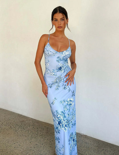 Y2K floral print summer slip dress for women in various colours