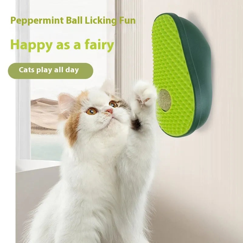 Green avocado-shaped cat scratching toy measuring 13.5cm tall on a neutral background