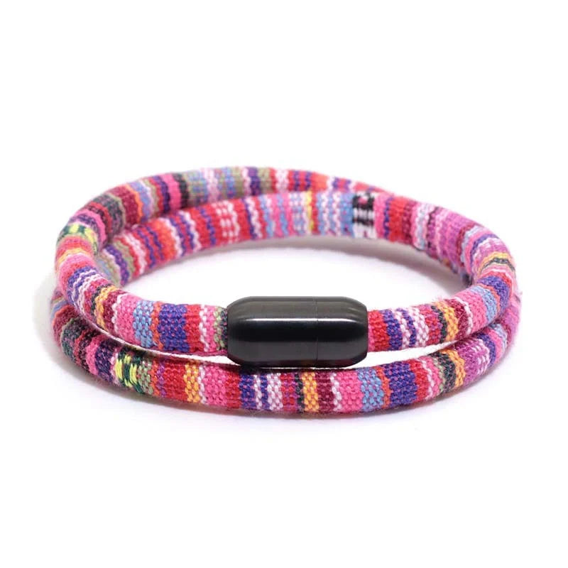 Bohemian Men's Stainless Steel Magnet Charm Bracelet in various colours