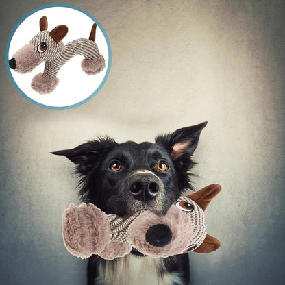 Plush squeaky dog toy in monkey or puppy design for medium large dogs