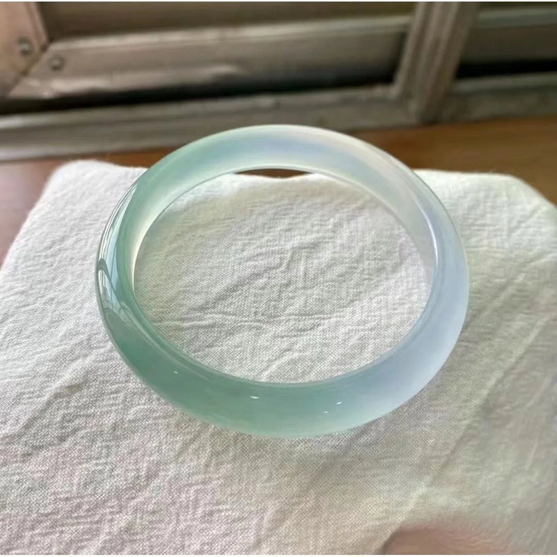 Natural Agate Bracelet Wide Tire Jade Stone Wristband for Women and Men with Adjustable Sizes from 52mm to 62mm in Pink, White, Blue, Green and Multi-Colour Agate Beads