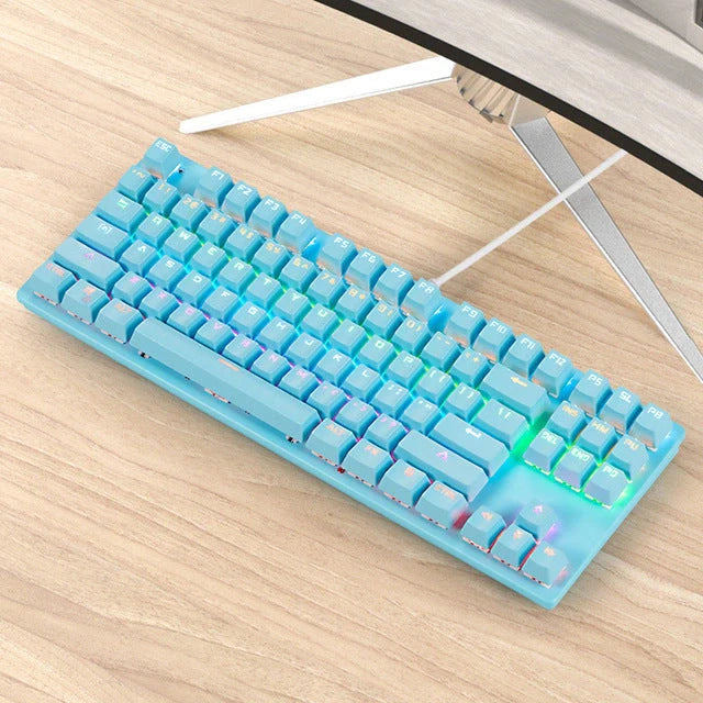 Mechanical Keyboard with Green Shaft and 87 Non-Punch Keys in various colors