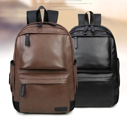 Black men's waterproof travel backpack showing computer pocket and double shoulder straps