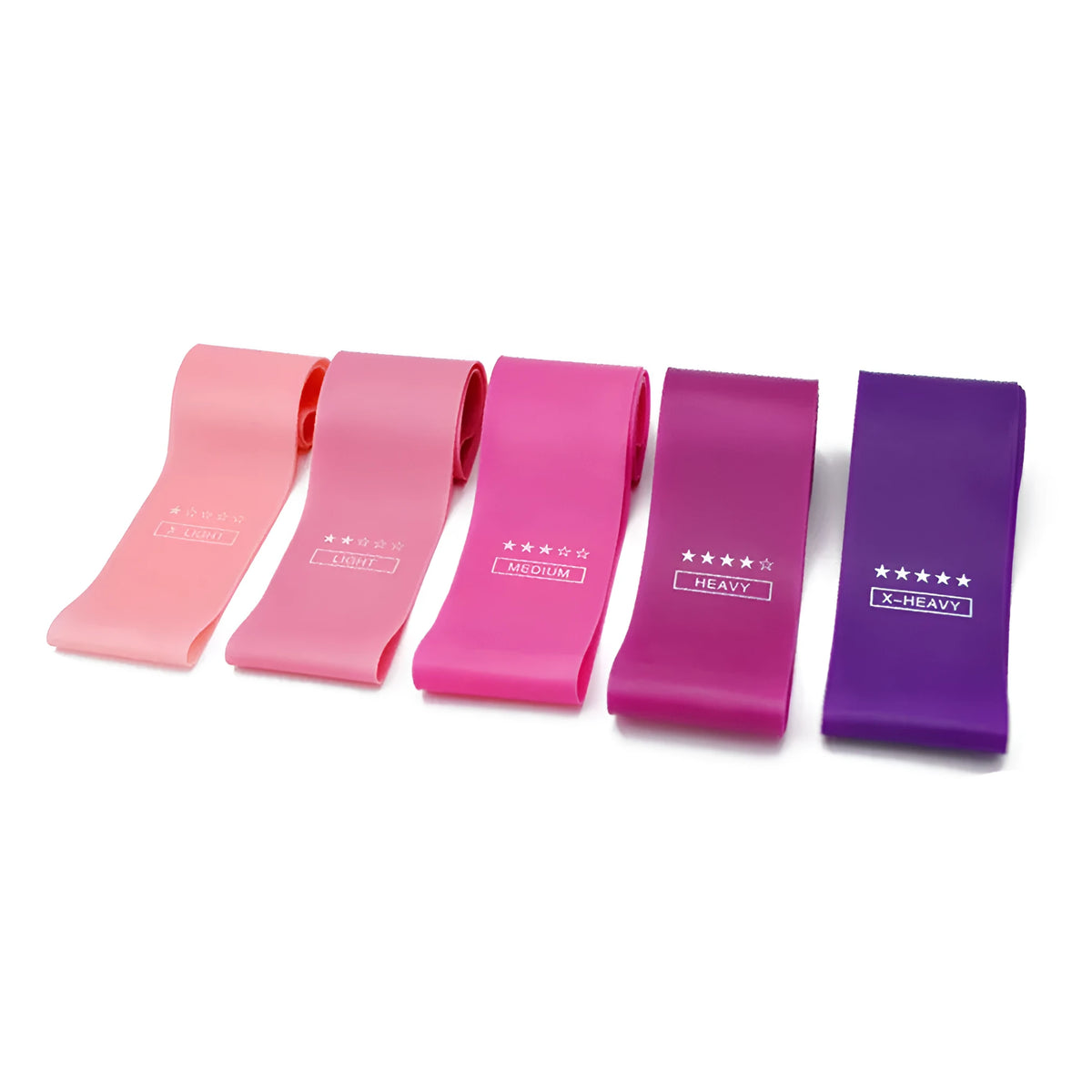 Resistance bands set made of 100% natural latex, five colours, 600mm x 50mm, for Pilates CrossFit fitness
