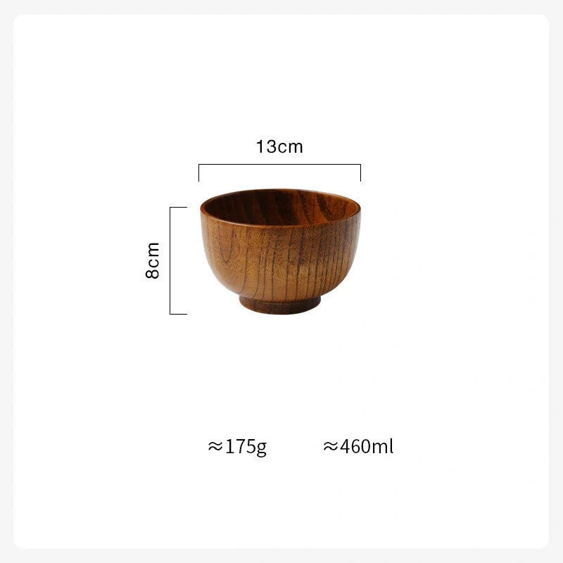 Handcrafted Japanese style wooden bowls for rice, soup, and salad