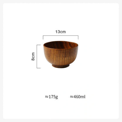 Handcrafted Japanese style wooden bowls for rice, soup, and salad