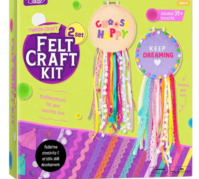 DIY children's educational craft kit with five set styles for ages 6+, including animal pom-pom and glow-in-the-dark fluid stone sets.