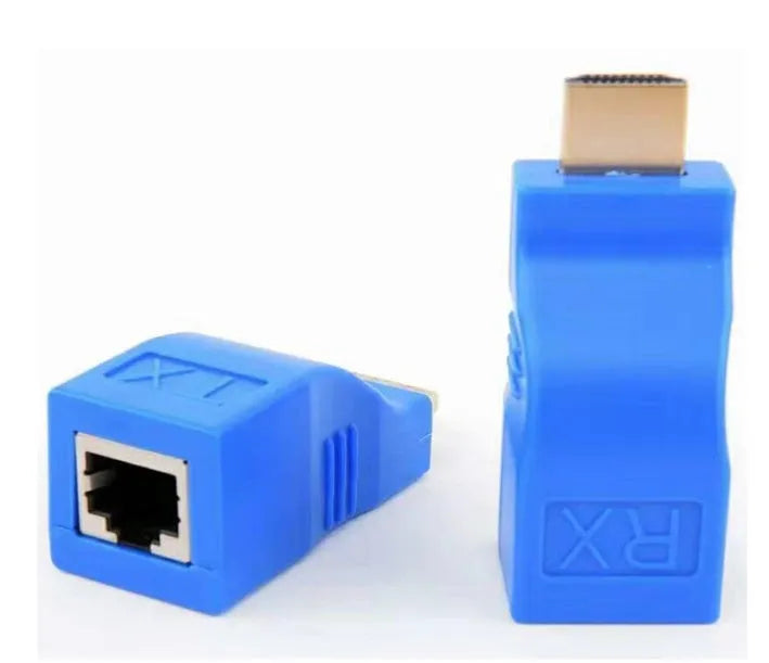 HDMI extender transmitter and receiver units for extending 1080P signals up to 30 metres using Cat-5e/6 cable