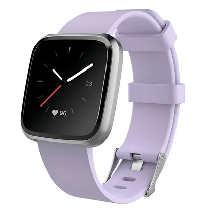 Fitbit Versa Lite TPE replacement watch strap in multiple colours showing large and small sizes.