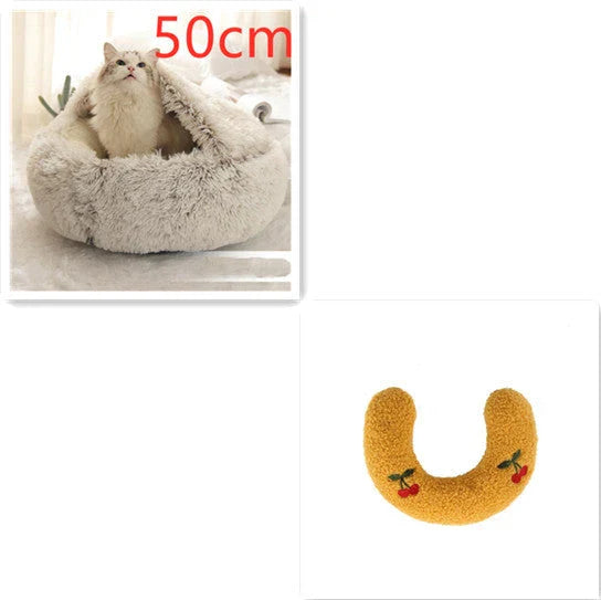 Cozy All-in-One Pet Bed in various colors and sizes, providing a plush and comfortable retreat for cats and dogs