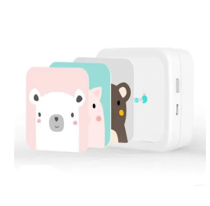Thermal pocket portable Bluetooth printer, 79x79x40mm, 900mAh battery, pink or white, with thermal paper