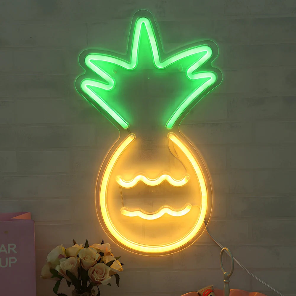 USB-powered neon wall lamp showing Banana shape with pink lighting against dark wall