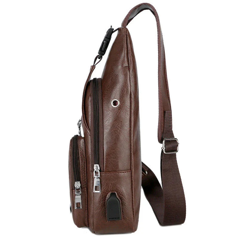 Stylish USB charging messenger bag with durable, wear-resistant fabric and multiple interior compartments for organized storage