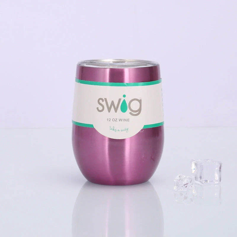 Insulated Stainless Steel Wine Tumbler - 12oz Double-Wall Vacuum Cup in Various Colors