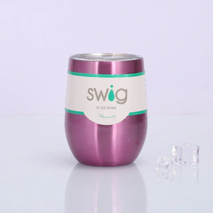 Insulated Stainless Steel Wine Tumbler - 12oz Double-Wall Vacuum Cup in Various Colors