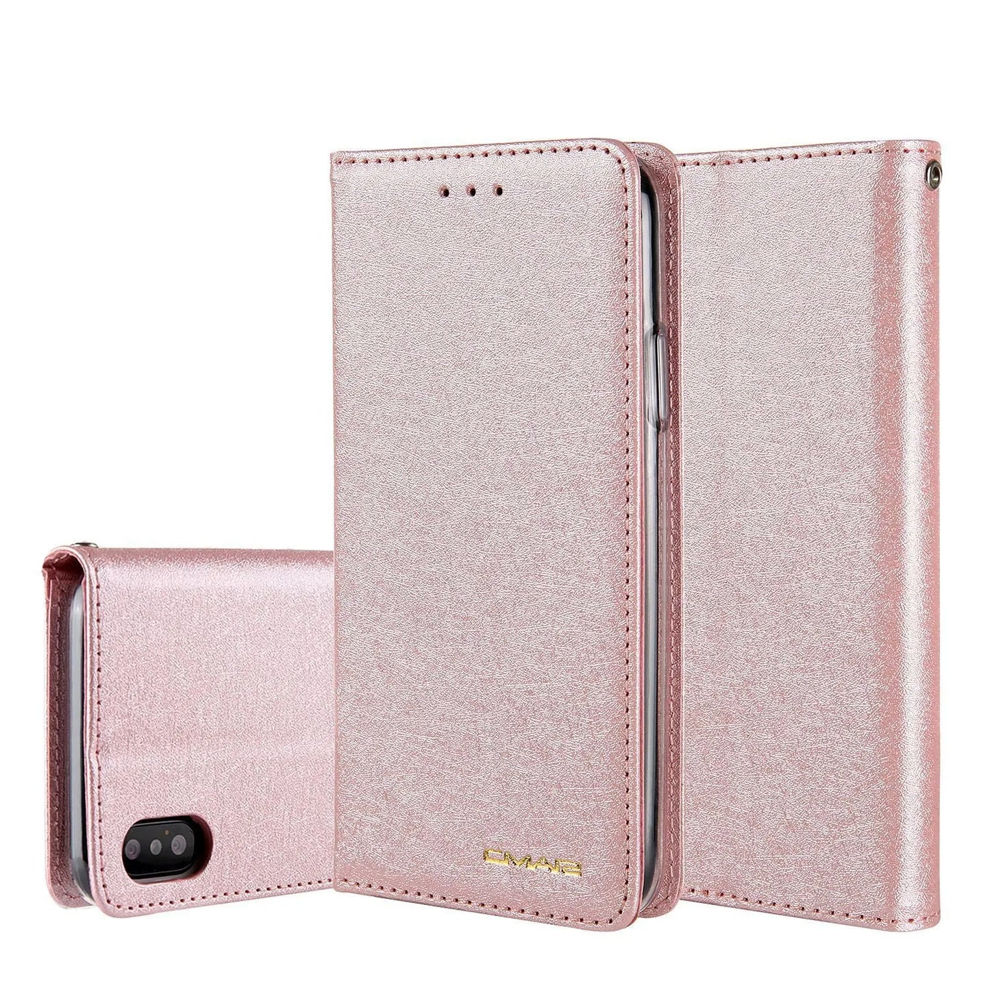 Black PU leather flip phone case for iPhone with open card holder slots