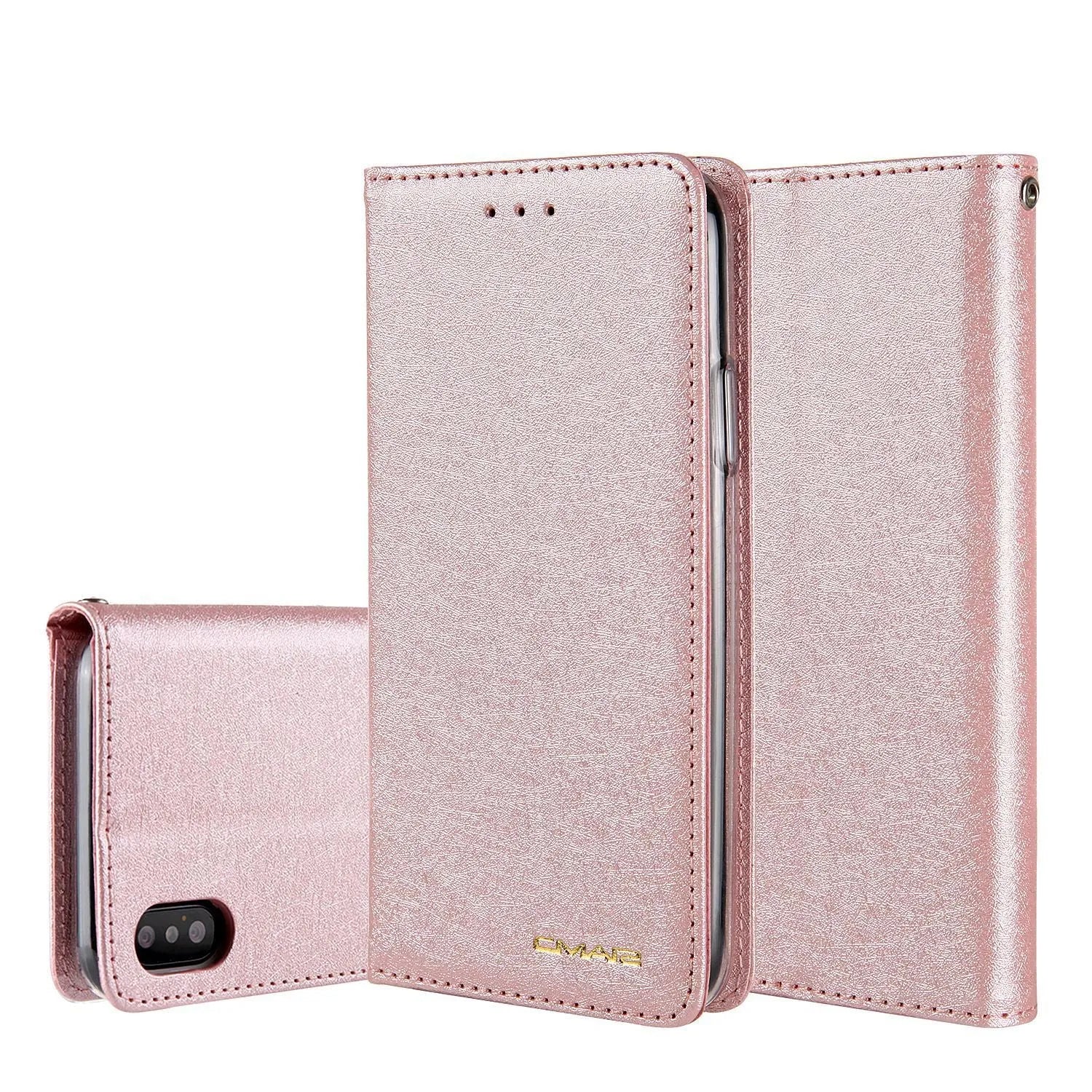 Black PU leather flip phone case for iPhone with open card holder slots