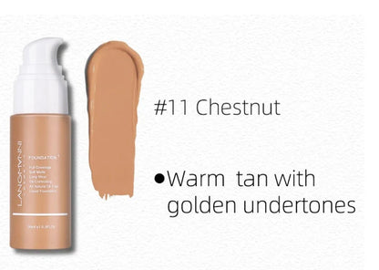 Matte oil control concealer liquid foundation in 30ml container with 13 shade options displayed