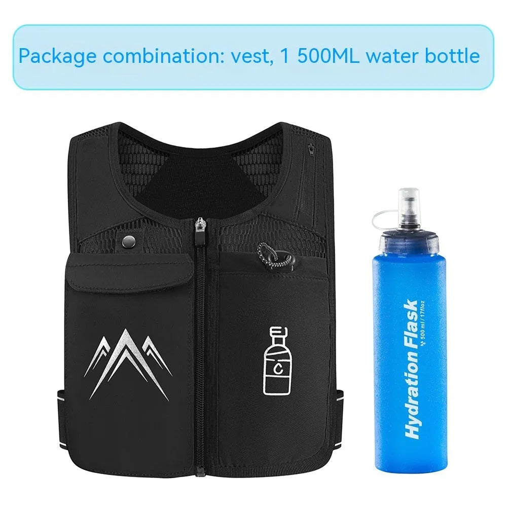 Sports running vest with mesh fabric and mobile phone pocket in black or grey colours