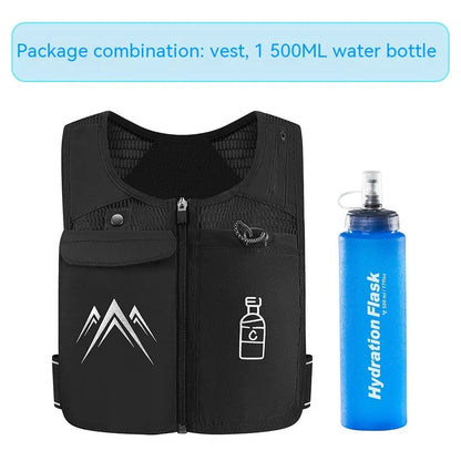 Sports running vest with mesh fabric and mobile phone pocket in black or grey colours
