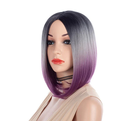 Purple synthetic hair extensions with 25cm length and curled style for temporary colour transformation