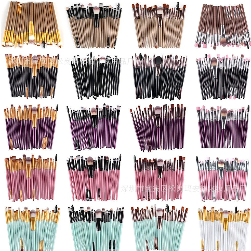 Cosmetic brush kit with 3cm nylon bristles and 14cm plastic handles in multiple colour options