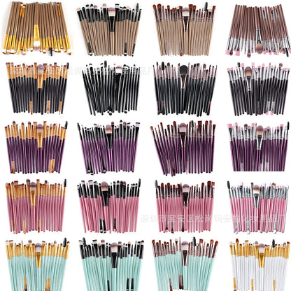 Cosmetic brush kit with 3cm nylon bristles and 14cm plastic handles in multiple colour options