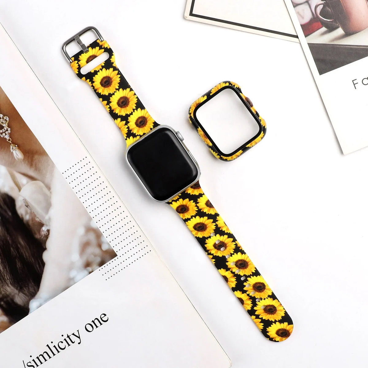 Printed silicone Apple Watch strap replacement band in multiple colours and patterns