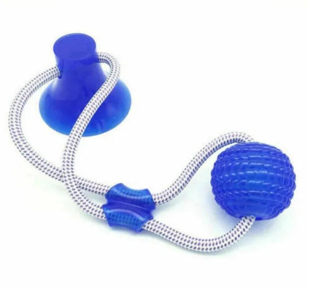 Dog biting sucker multifunction pet molar bite toy with rubber, TPR and cotton fibre rope in red, blue, green, orange or purple