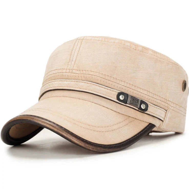 Men's stylish cotton flat cap with adjustable fit and sun protection